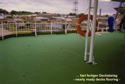 Decksbelag Typ MARINE, rutschfeste Decksbeläge, Decksbelag für Hurtigruten Fähren,