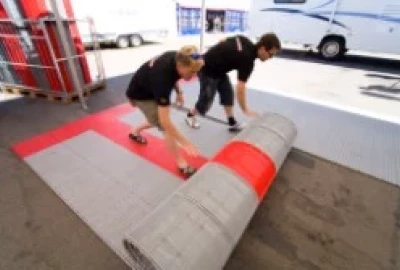 EXPO-roll im Racingzelt, Rollboden Fahrerlager Motorsport,